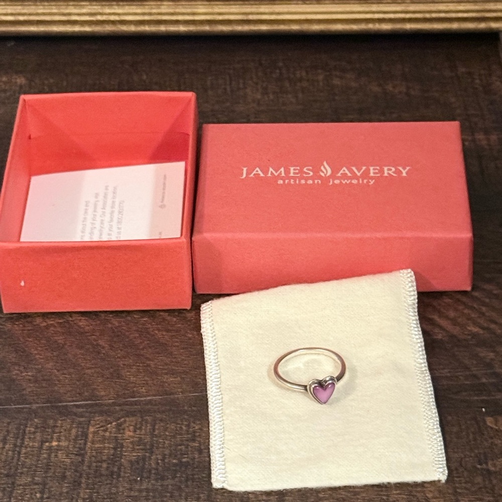 James Avery Silver Ring with Pink Heart